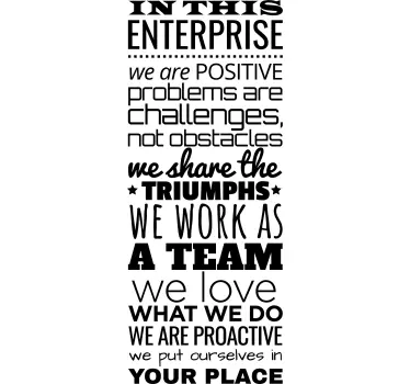 quote "in this enterprise" motivational wall sticker - TenStickers