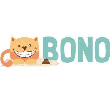 cat litter box name wall sticker - TenStickers