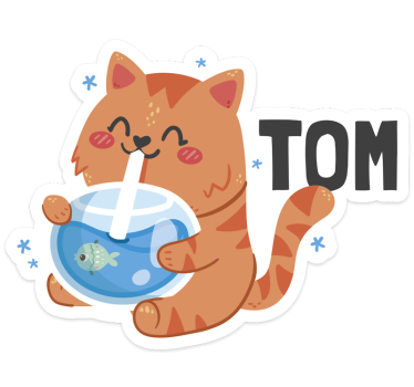 water dish with name wall sticker - TenStickers