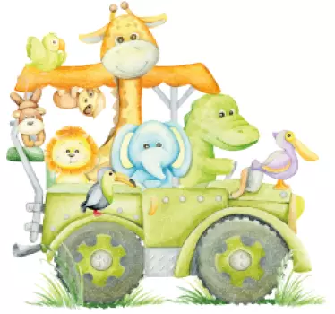jungle animals by jeep wall stickers children's room - TenStickers