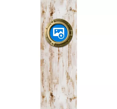 ship window on aged texture door sticker - TenStickers