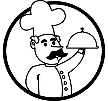 chef drawing kitchen wall sticker - TenStickers