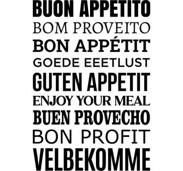 enjoy you meal in different languages wall sticker - TenStickers
