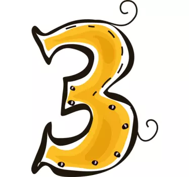 Alphabet sticker playful number three - TenStickers