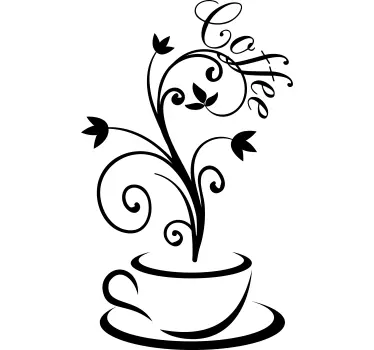 coffee lines draw kitchen wall sticker - TenStickers