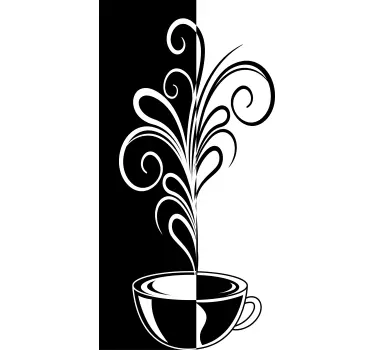 coffee decorative lines kitchen wall sticker - TenStickers