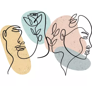 line art women faces wall sticker for bedroom - TenStickers