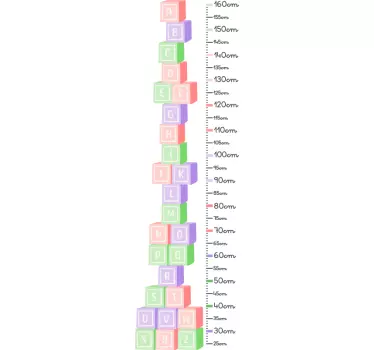 letter cubes height chart wall sticker - TenStickers