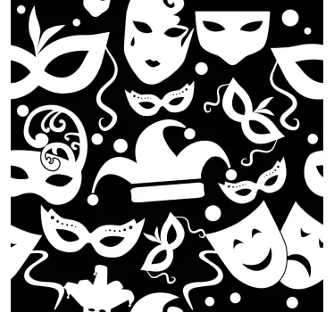 carnival masks pattern shop window sticker - TenStickers