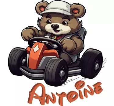 racing bear wall stickers children's room - TenStickers