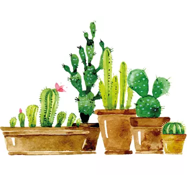 Cactus and Green Plant Collection Wall Sticker - TenStickers