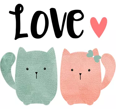 Two Cats Love Wall Sticker - TenStickers