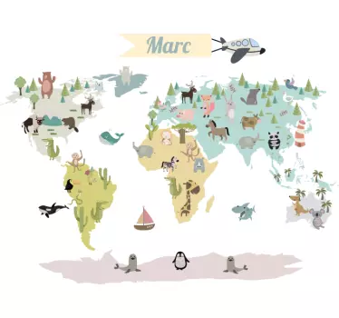 Worldmap at night educational wall sticker - TenStickers