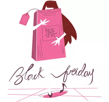 Little Girl Shopping Black Friday Window Sticker - TenStickers