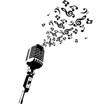 Microphone and Musical Notes Vintage Wall Decor - TenStickers