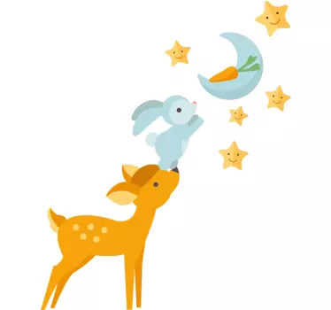 Animals Reaching for the Moon Wall Sticker - TenStickers