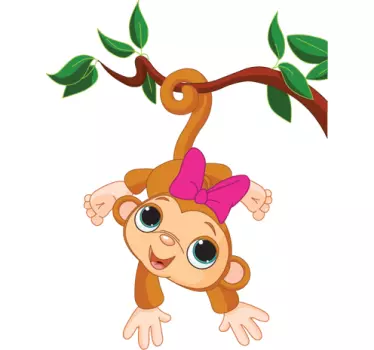 Baby Girl Monkey Kids Sticker - TenStickers