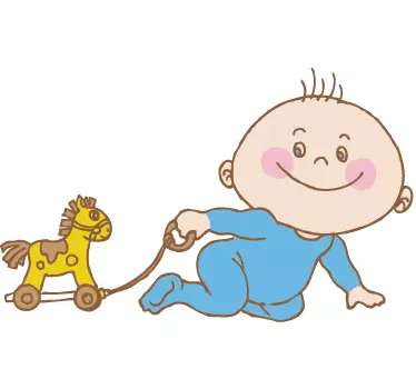 Baby & Horse Toy Wall Sticker - TenStickers