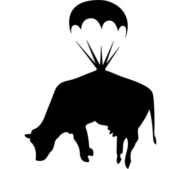 Banksy cow with parachute vinyl wall art decal - TenStickers