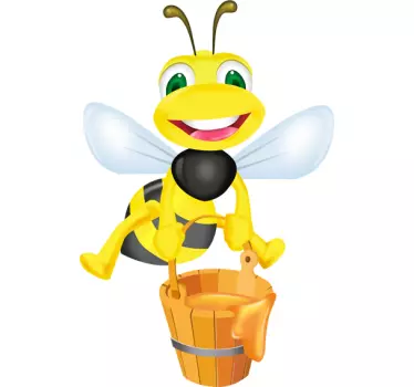 Bee & A Bucket Of Honey Wall Sticker - TenStickers