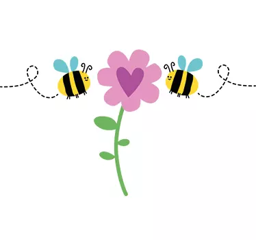 Bee & Flower Wall Mural - TenStickers