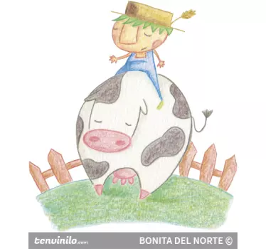 Beto & Cow Wall Sticker - TenStickers