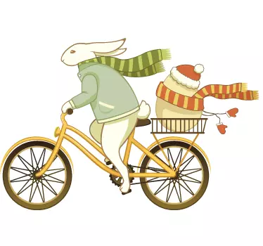 Bike Easter Bunny Wall Sticker - TenStickers
