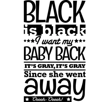 Black is Black Lyrics Decal - TenStickers
