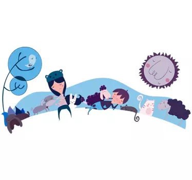 Blue Animal Landscape Sticker - TenStickers