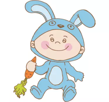 Blue Bunny Costume Kids Sticker - TenStickers
