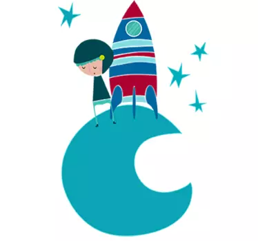 Blue Moon Astronaut Wall Sticker - TenStickers
