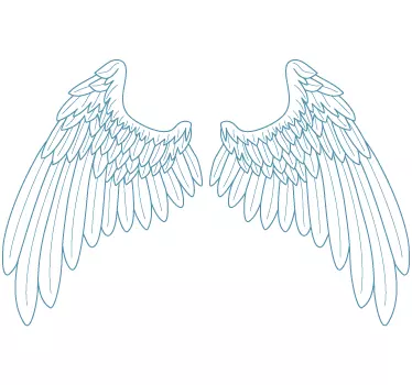 Blue Outline Angel Wings Wall Art Sticker - TenStickers