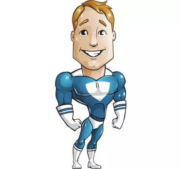Blue Superhero Kids Sticker - TenStickers