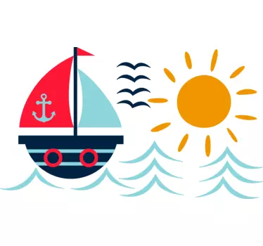 Boat drawing nautical  decal - TenStickers