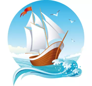 Boat With White Sails Wall Sticker - TenStickers