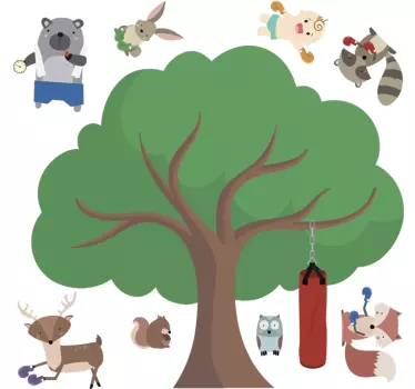 Boxing Forest Critters Home Wall Sticker - TenStickers