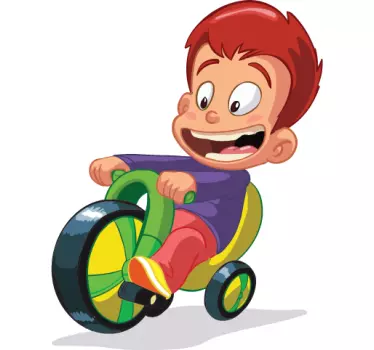 Boy with Bike Toy Kids Sticker - TenStickers