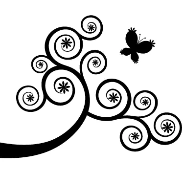 Swirly branch with butterfly wall sticker - TenStickers
