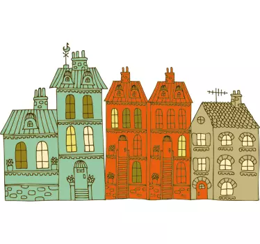 Building Illustrations Wall Sticker - TenStickers