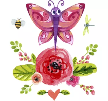 Butterfly illustration wall art decal - TenStickers