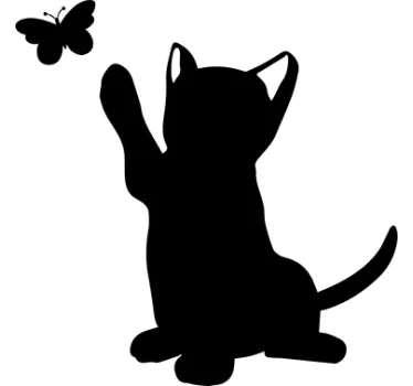 Cat Catching Butterfly Sticker - TenStickers
