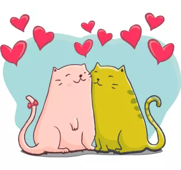 Cats and Hearts Wall Sticker - TenStickers