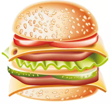 Cheese Burger Wall Sticker - TenStickers
