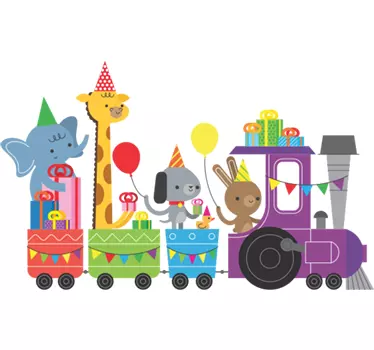 Children's Animal Party Train Sticker - TenStickers