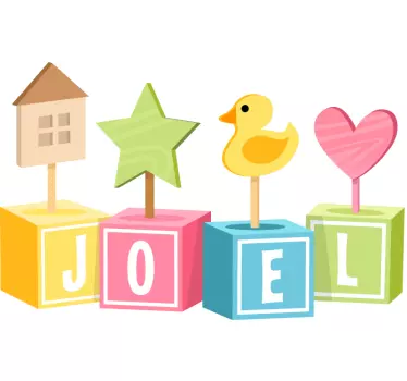 Children's Cubes with Name Wall Sticker - TenStickers