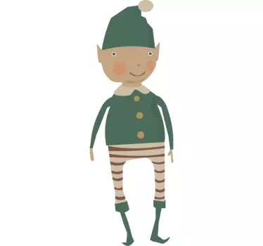 Christmas Elf Illustration Sticker - TenStickers
