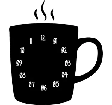Coffee Cup Wall Clock Sticker - TenStickers