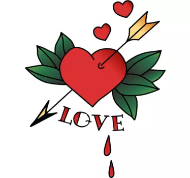 Arrow through heart with love text sticker - TenStickers