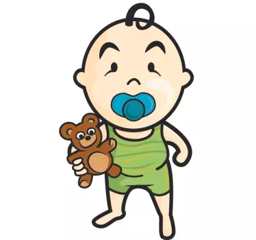 Coloured Toddler & Teddy Wall Sticker - TenStickers