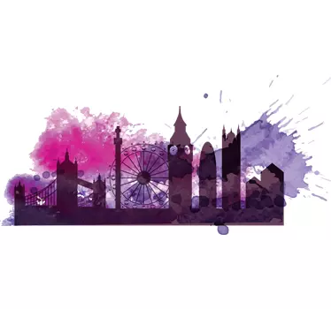 Colourful London Silhouette Wall Sticker - TenStickers